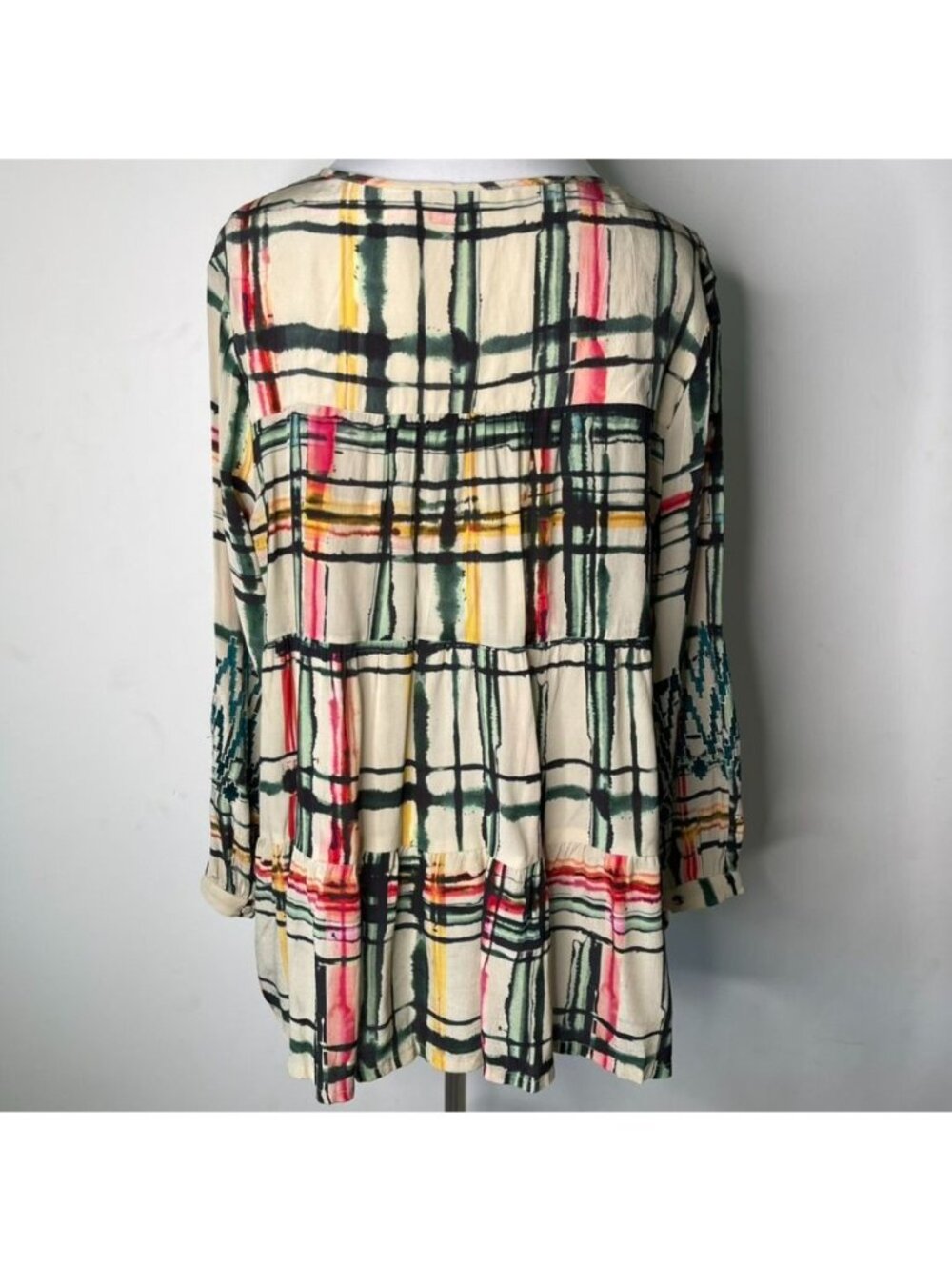 NWT Vineet Bahl Anthropologie Vanessa Tiered Peasant Blouse Multicolor Floral L - Picture 7 of 11